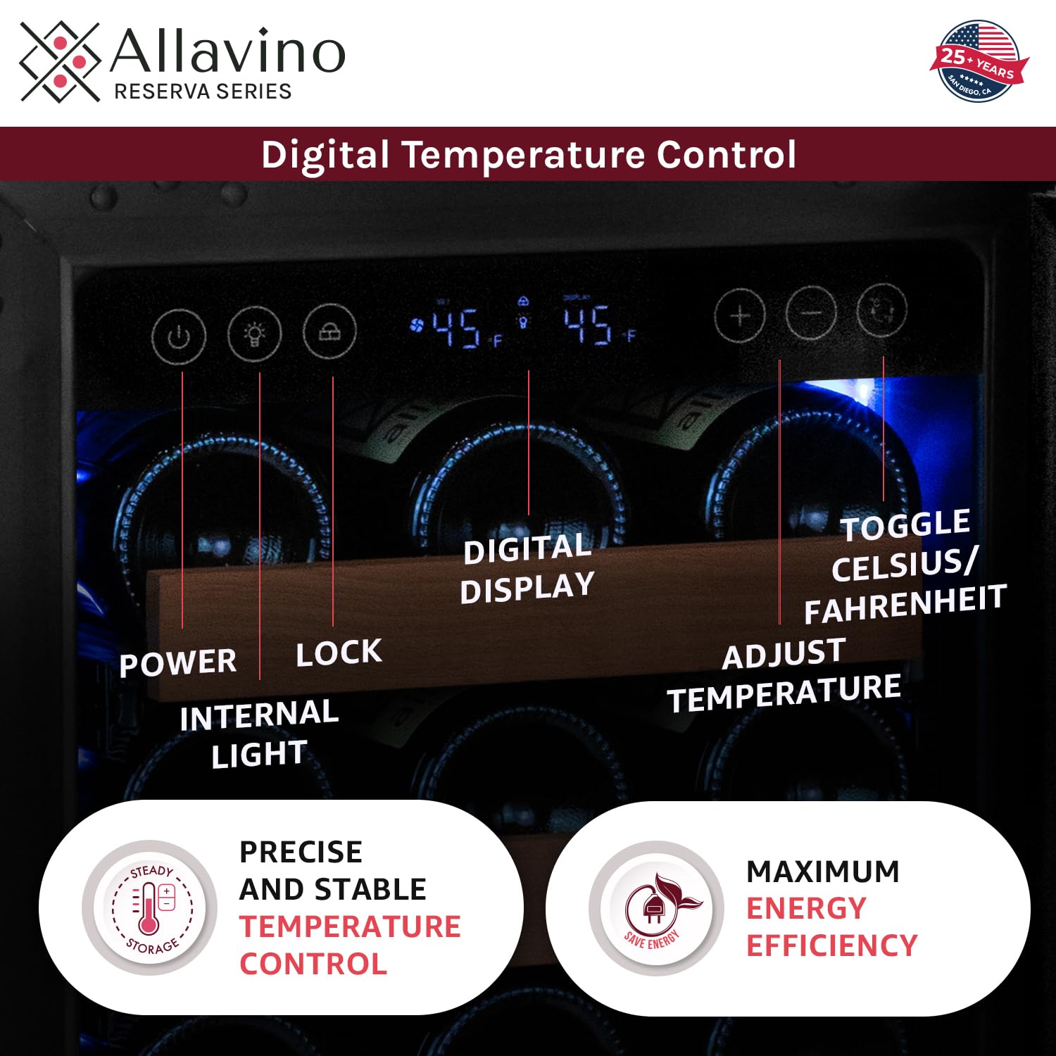Allavino 15" Wide Reserva Series 30 Bottle Wine Refrigerator - View 6 | Fridge.com