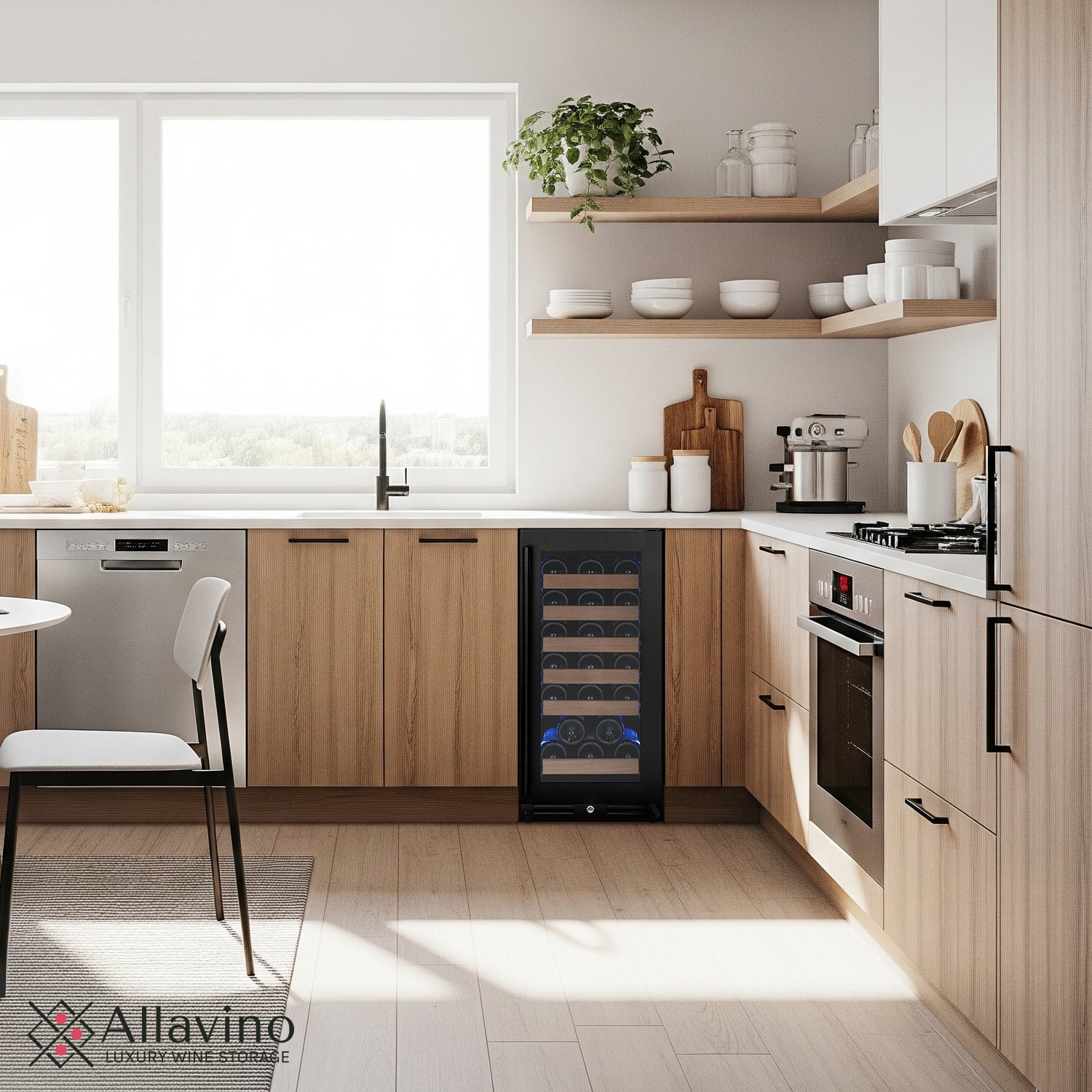 Allavino 15" Wide Reserva Series 30 Bottle Single Zone Black Right Hinge Wine Refrigerator - View 3 | Fridge.com