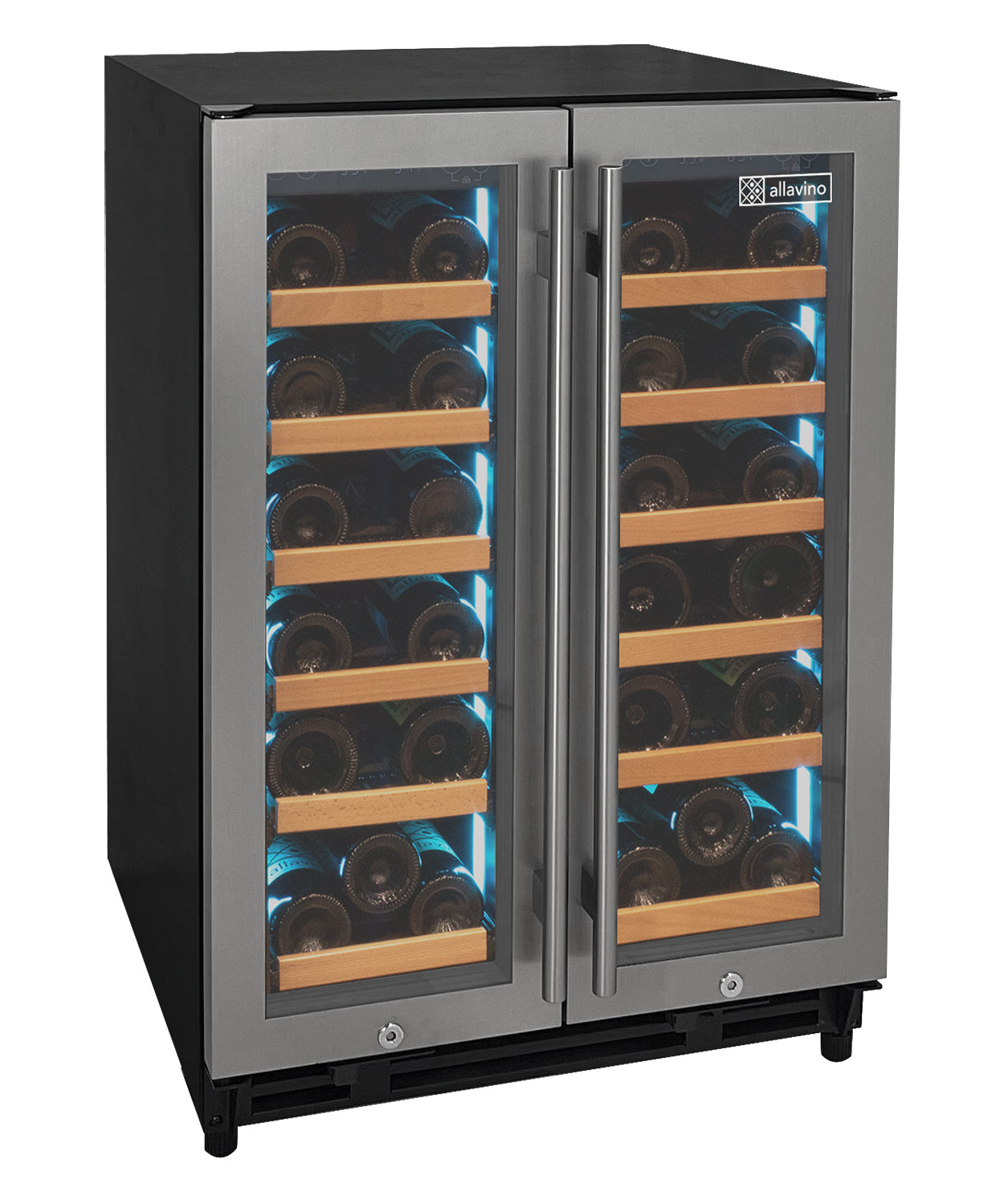 Allavino Reserva Series 36 Bottle Dual Zone Wine Refrigerator With Stainless Steel French Doors - View 2 | Fridge.com