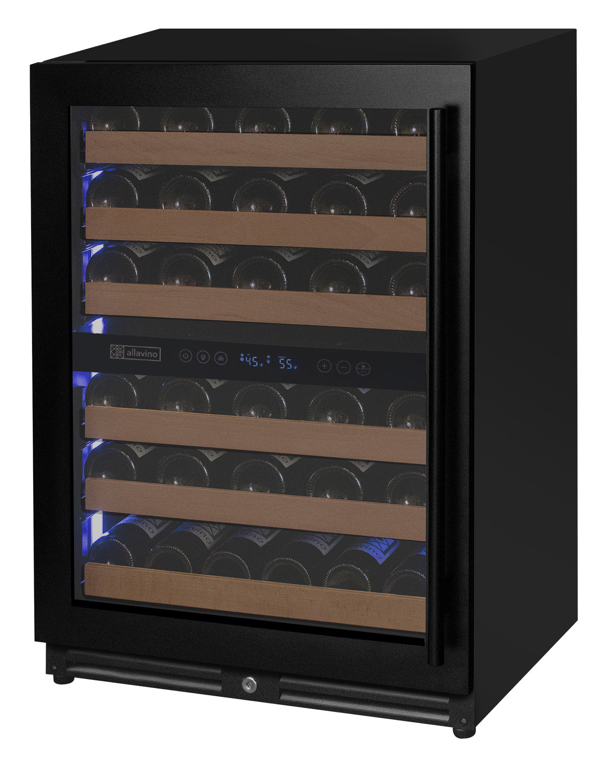 Allavino Reserva Series - 51 Bottle Dual Zone Built-In Luxury Wine Refrigerator With Black Door - Left Hinge - View 2 | Fridge.com