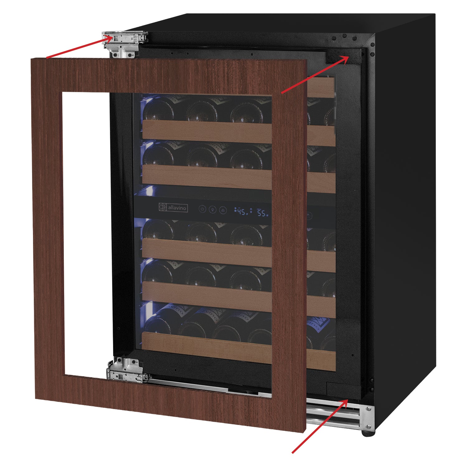 Allavino Reserva Series - 51 Bottle Dual Zone Built-In Luxury Wine Refrigerator With Panel Ready Overlay Door - Left Hinge - View 2 | Fridge.com