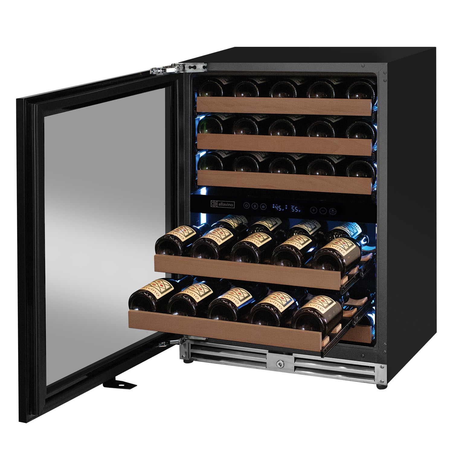 Allavino Reserva Series - 51 Bottle Dual Zone Built-In Luxury Wine Refrigerator With Panel Ready Overlay Door - Left Hinge - View 3 | Fridge.com