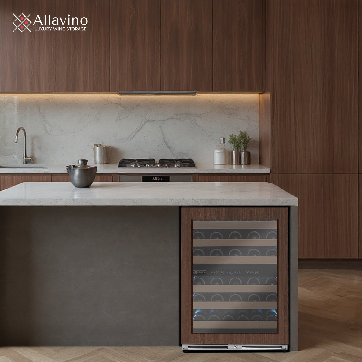 Allavino Reserva Series - 51 Bottle Dual Zone Built-In Luxury Wine Refrigerator With Panel Ready Overlay Door - Right Hinge - View 4 | Fridge.com