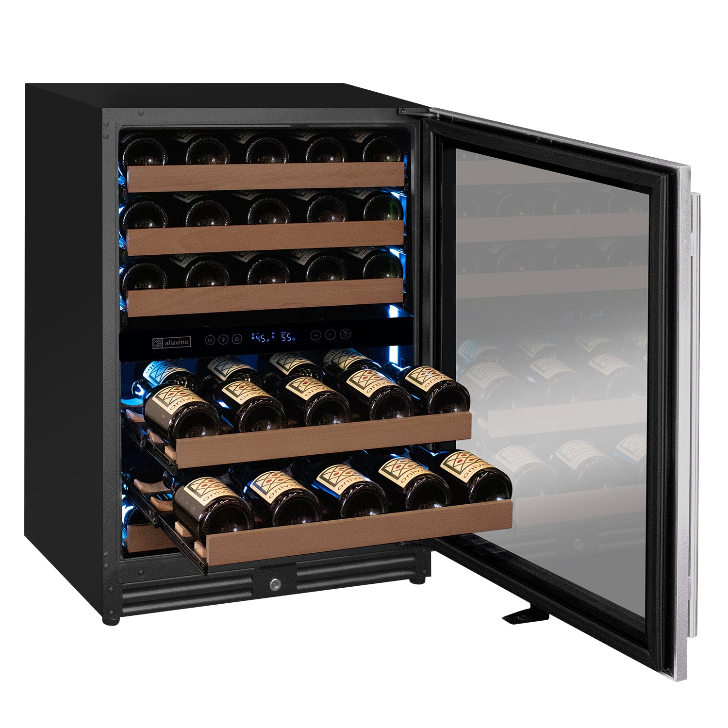 Allavino Reserva Series 51 Bottle Dual Zone Undercounter Wine Refrigerator Cooler with Stainless Steel Door - Right Hinge | Fridge.com