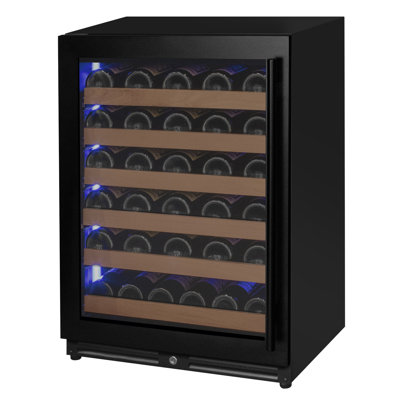 51 Bottle Single Zone Left Hinge Black Wine Refrigerator | Fridge.com