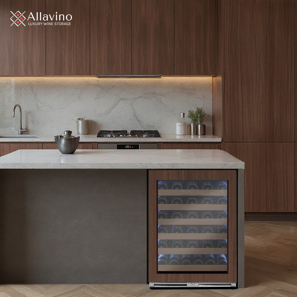 Allavino Reserva Series - 51 Bottle Single Zone Built-In Luxury Wine Refrigerator With Panel Ready Overlay Door - View 4 | Fridge.com