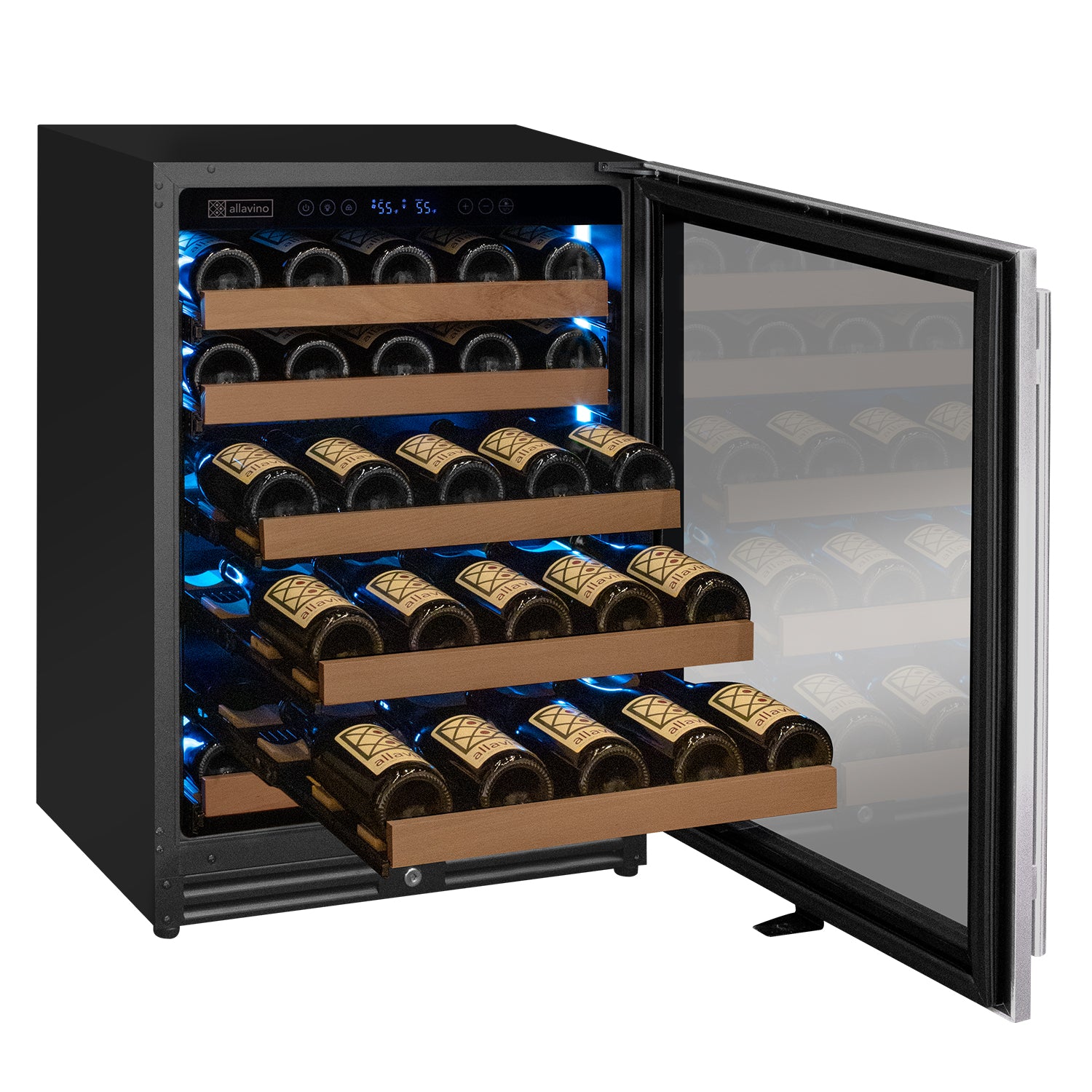 Allavino Reserva Series 51 Bottle Single Zone Built-In Luxury Wine Refrigerator With Stainless Steel Door - Right Hinge - View 3 | Fridge.com