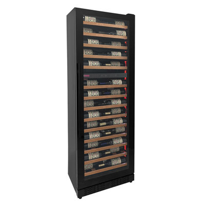 Allavino Reserva Series 67 Bottle 71" Tall Dual Zone Right Hinge Black Shallow Wine Refrigerator with Wood Front Shelves | Fridge.com