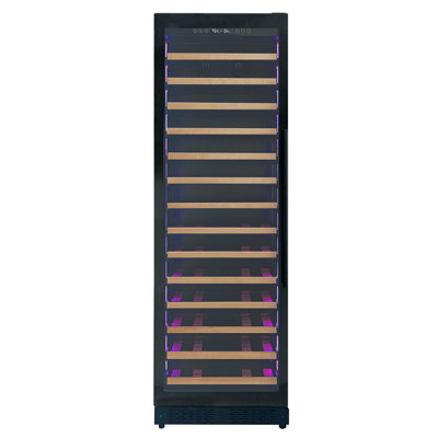 Allavino Reserva Series 67 Bottle 71" Tall Single Zone Left Hinge Black Shallow Wine Refrigerator with Wood Front Shelves | Fridge.com