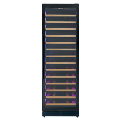 Allavino Reserva Series 67 Bottle 71" Tall Single Zone Right Hinge Black Shallow Wine Refrigerator with Wood Front Shelves | Fridge.com
