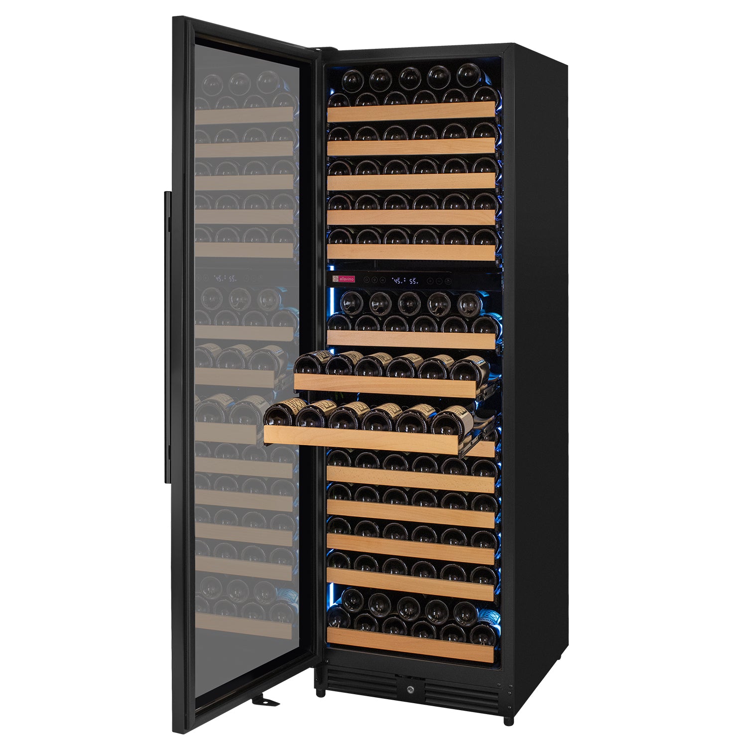 Allavino Reserva Series 172 Bottle Dual Zone Built-In Wine Refrigerator With Black Metal Door - Left Hinge - View 3 | Fridge.com