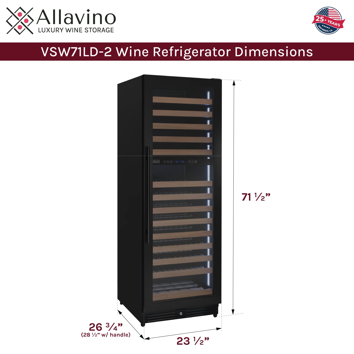 Allavino Reserva Series 172 Bottle Dual Zone Built-In Wine Refrigerator With Black Metal Door - Right Hinge - View 6 | Fridge.com