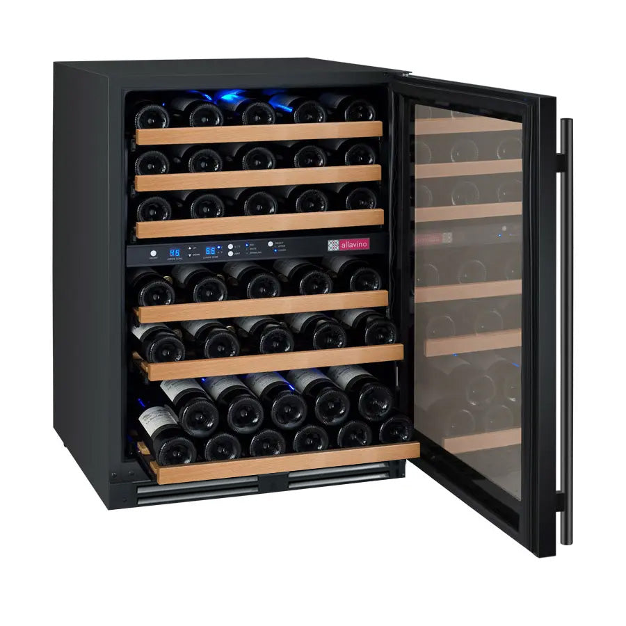 Allavino Flexcount Series 56 Bottle Dual Zone Built-In Wine Cooler Refrigerator With Black Door - Right Hinge - View 5 | Fridge.com