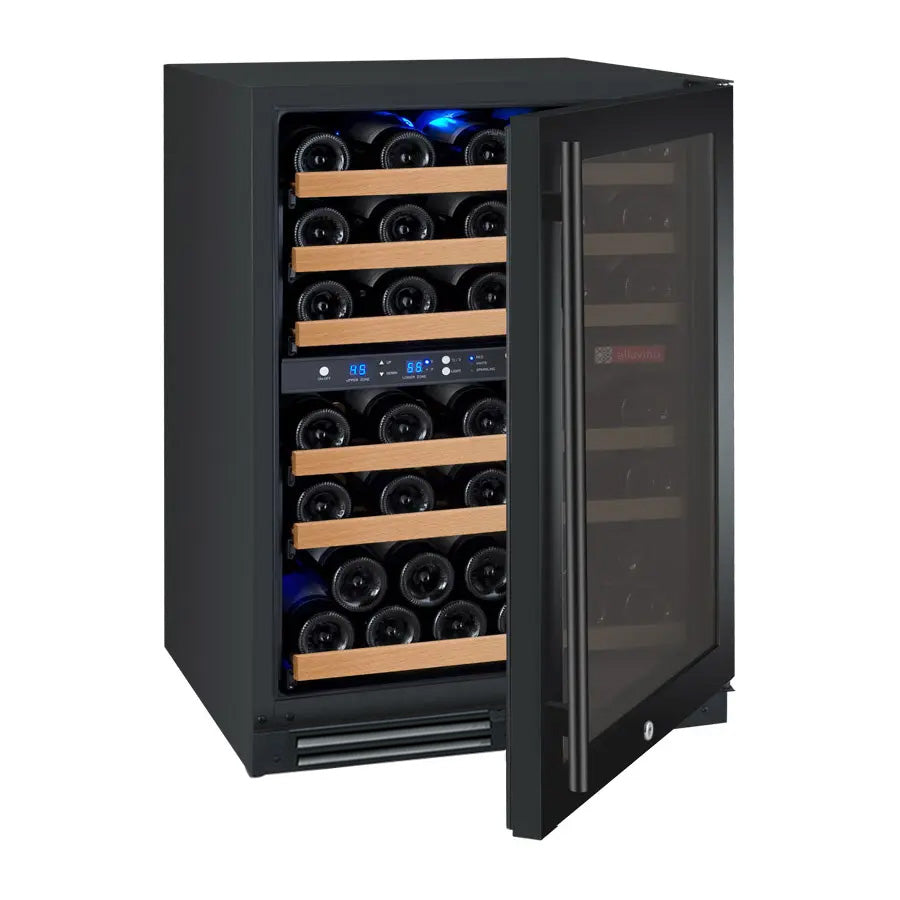 Allavino Flexcount Series 56 Bottle Dual Zone Built-In Wine Cooler Refrigerator With Black Door - Right Hinge - View 6 | Fridge.com