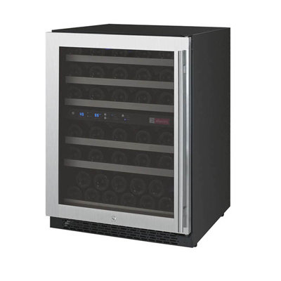 Allavino FlexCount Series 56 Bottle Dual Zone Built-in Wine Refrigerator Cooler with Stainless Steel - Left Hinge | Fridge.com