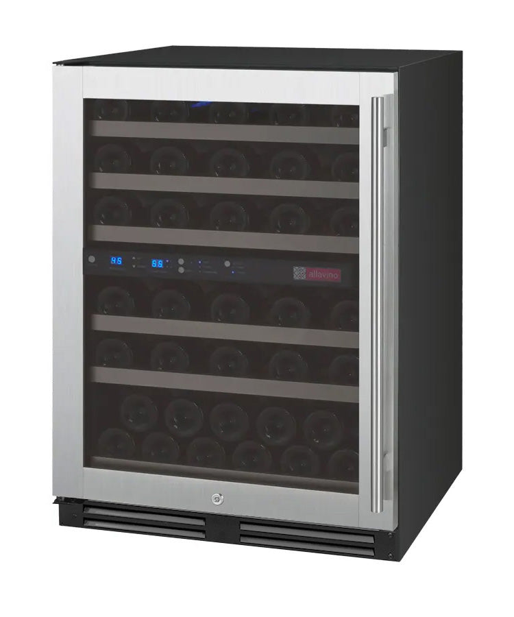 Allavino Flexcount Series 56 Bottle Dual Zone Built-In Wine Refrigerator Cooler With Stainless Steel - Left Hinge - View 2 | Fridge.com