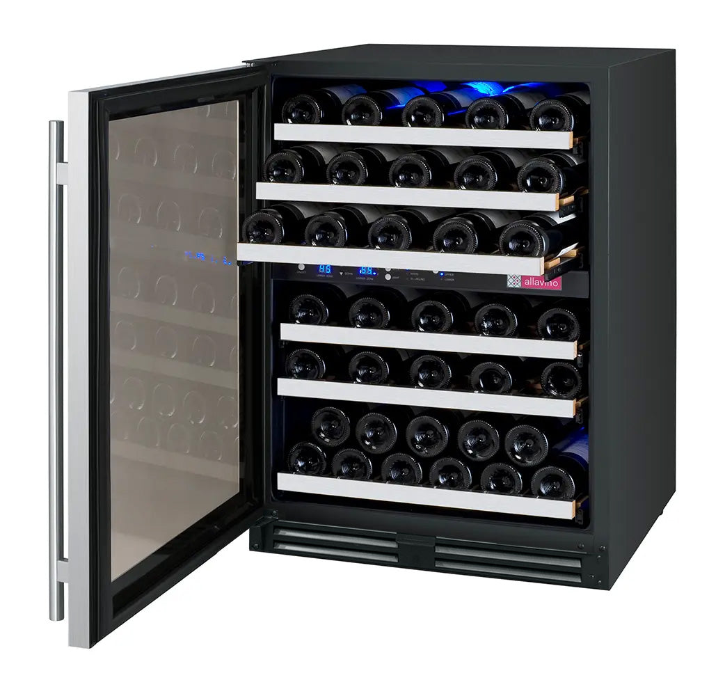 Allavino Flexcount Series 56 Bottle Dual Zone Built-In Wine Refrigerator Cooler With Stainless Steel - Left Hinge - View 5 | Fridge.com