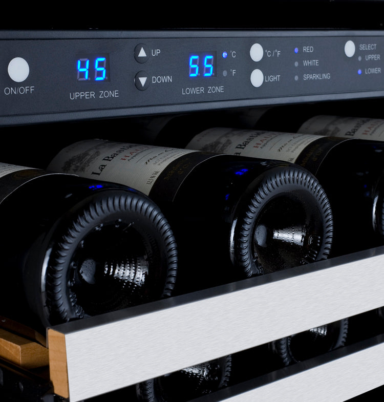 Allavino Flexcount Series 56 Bottle Dual Zone Built-In Wine Refrigerator Cooler With Stainless Steel - Left Hinge - View 6 | Fridge.com