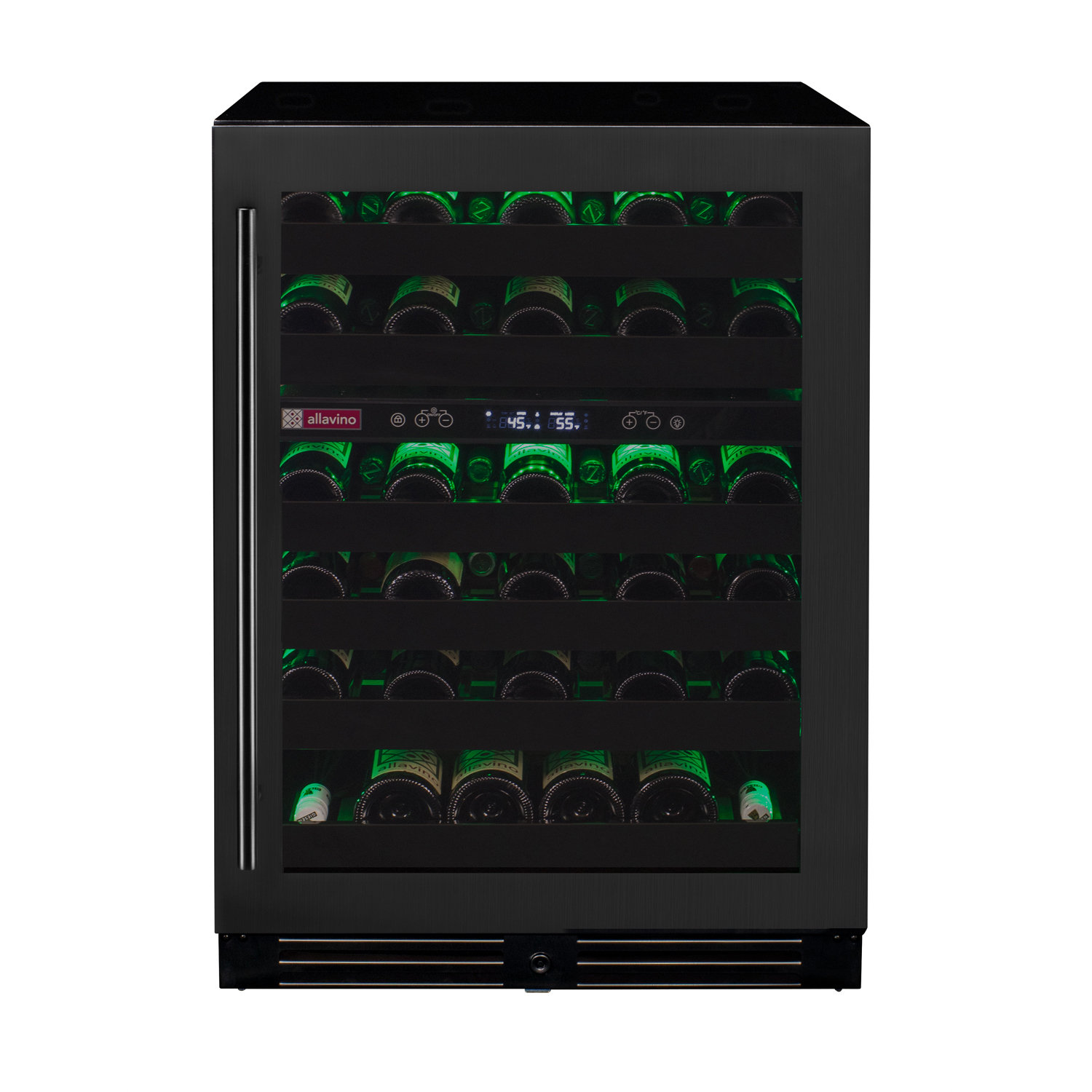 Allavino Reserva Series 50 Bottle Dual Zone Undercounter Wine Cooler Refrigerator with Black Stainless Steel Door - Right Hinge | Fridge.com