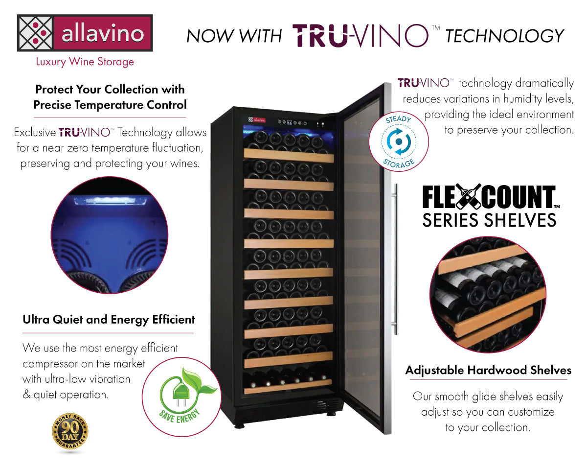 Allavino 24" Wide Vite Ii Tru-Vino 99 Bottle Single Zone Stainless Steel Right Hinge Wine Refrigerator - View 6 | Fridge.com