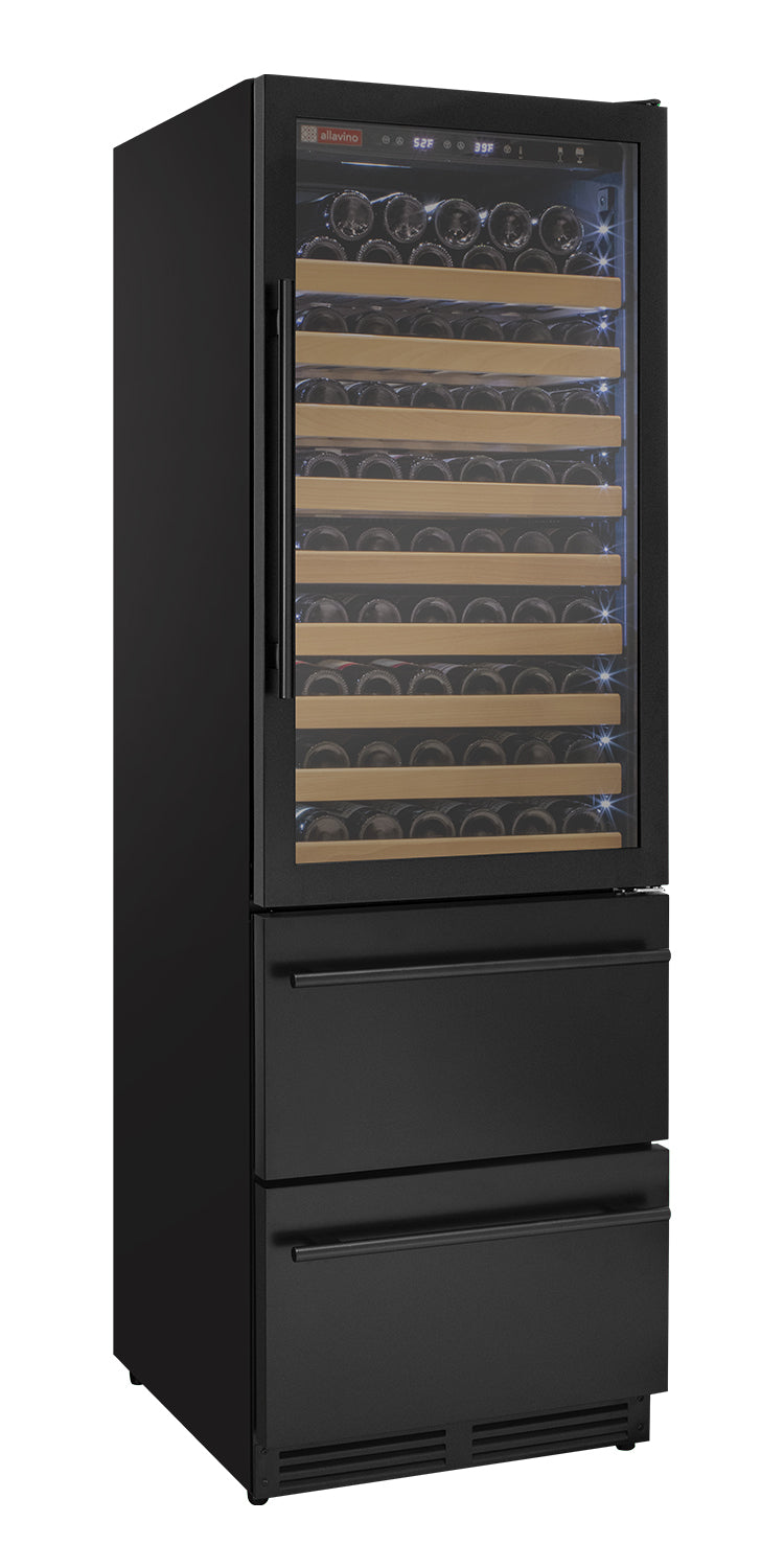 Allavino 108 Bottle Black Wine Refrigerator With Two Refrigerated Drawers - View 2 | Fridge.com