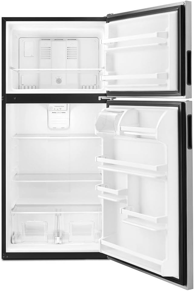 Amana 18.2 cu. ft. Top Freezer Refrigerator In Stainless Steel - View 2 | Fridge.com