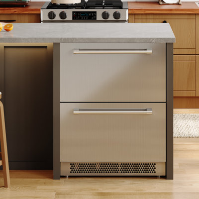 24 Inch Under Counter Drawer Fridge  Stainless Steel Dual-Zone Beverage Refrigerator with LED Touch Control, Adjustable Storage, Frost-Free, Low Nois | Fridge.com
