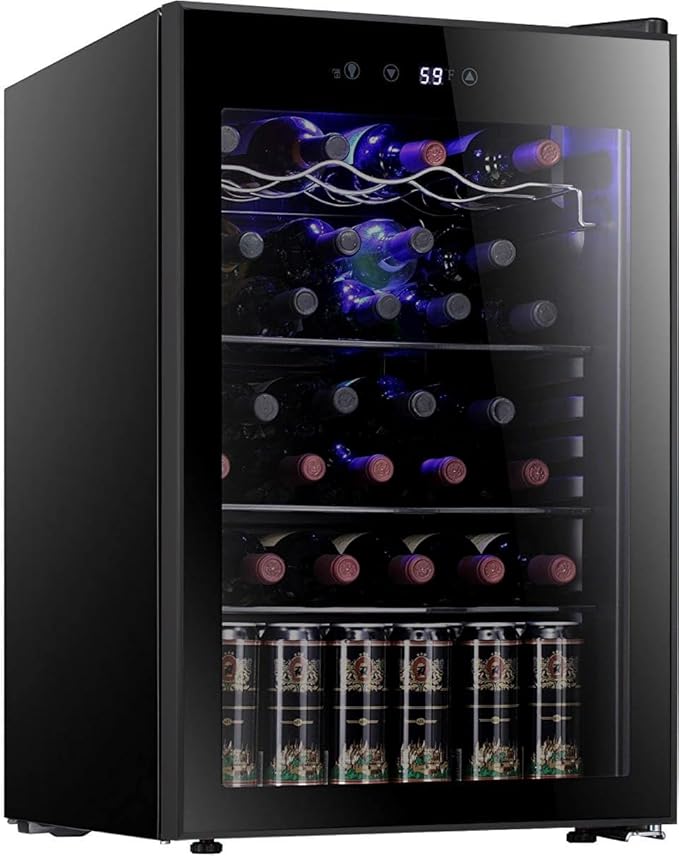 Antarctic Star 36 Bottle Wine Cooler/Cabinet Beveragerefrigerator Small Mini Wine Cellar Beer Soda Bar Fridge Quiet Operation Compressor Adjust Temperature Freestanding Black, 4.4 cu. ft - View 2 | Fridge.com