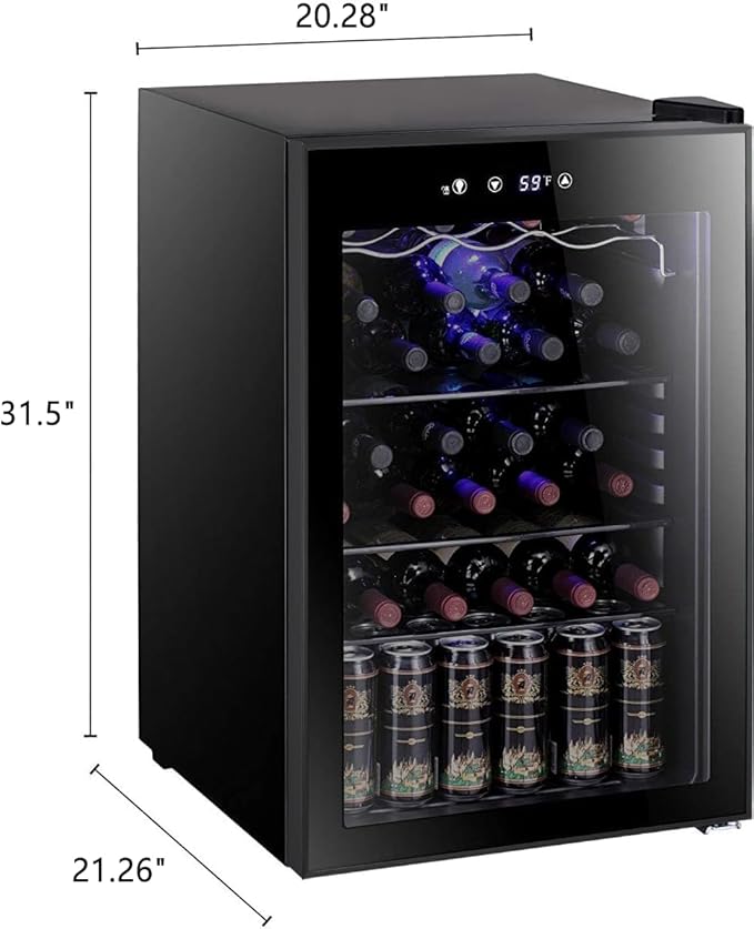 Antarctic Star 36 Bottle Wine Cooler/Cabinet Beveragerefrigerator Small Mini Wine Cellar Beer Soda Bar Fridge Quiet Operation Compressor Adjust Temperature Freestanding Black, 4.4 cu. ft - View 6 | Fridge.com