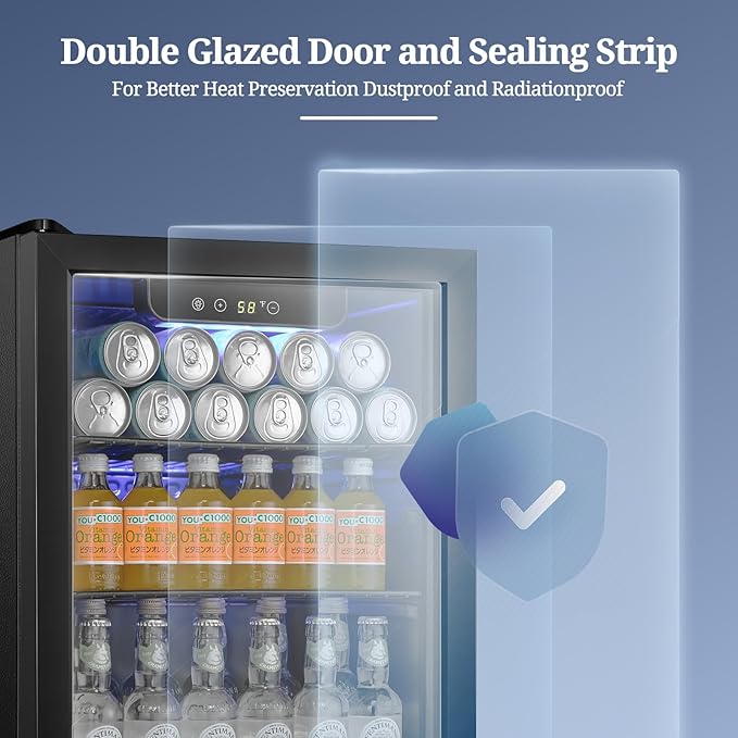 Antarctic Star Beverage Refrigerator Cooler 68 Can, Mini Fridge With Glass Door For Beer Drinks Wine,Freestanding Small Fridge With Electronic Temperature Control For Home And Bar,1.7 cu.ft - View 5 | Fridge.com