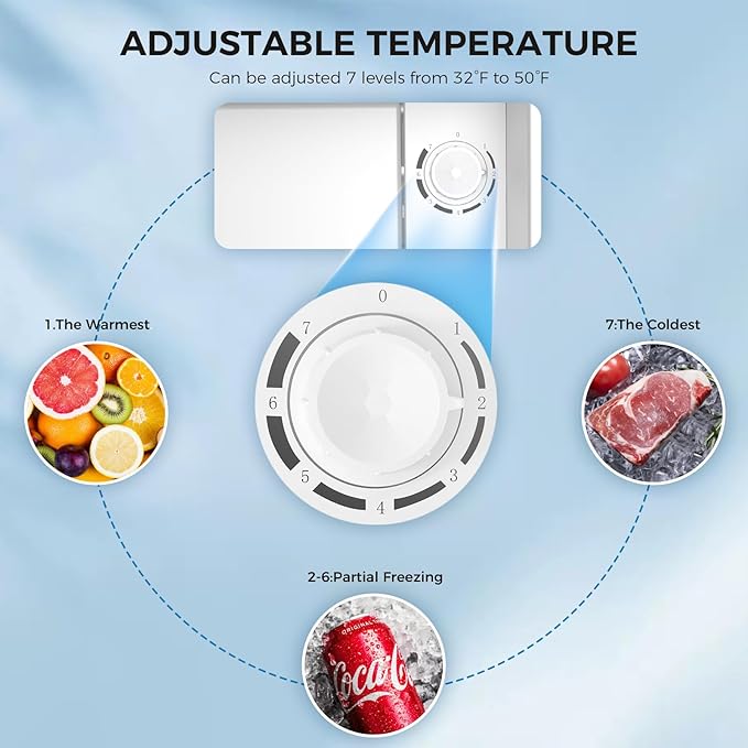 Antarctic Star Compact Refrigerator Mini Fridge With Freezer, Single Reversible Door, Dorm Fridge, Wire Shelf, Defrost Button, For Bedroom, Office, Kitchen, 1.7 cu. ft, Black - View 3 | Fridge.com