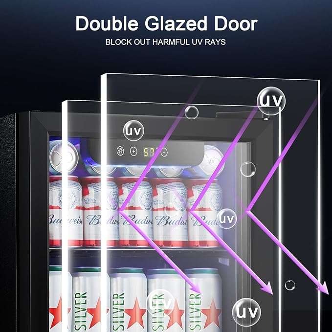 Antarctic Star Mini Fridge Cooler - 12 Bottle 48 Can Beverage Refrigerator Glass Door For Drinks Or Beer Wine –Small Drink Dispenser For Home, Office Or Bar, Electronic Temperature Control，1.3cu.Ft. - View 3 | Fridge.com