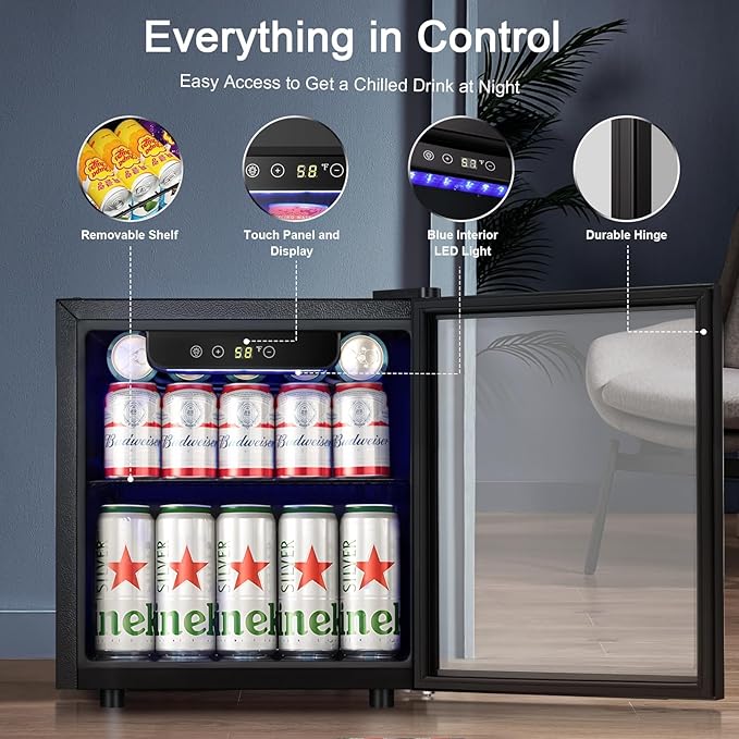 Antarctic Star Mini Fridge Cooler - 12 Bottle 48 Can Beverage Refrigerator Glass Door For Drinks Or Beer Wine –Small Drink Dispenser For Home, Office Or Bar, Electronic Temperature Control，1.3cu.Ft. - View 5 | Fridge.com