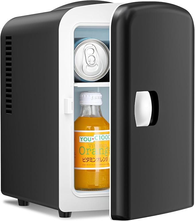 Antarctic Star Compact Refrigerator, Portable Mini Fridge, Skin Care 4L Capacity/6 Cans, for Bedroom, Car, Office & Dorm, Small Cooler for Cosmetics, Beverage and Food, Black | Fridge.com