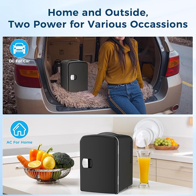 Antarctic Star Compact Refrigerator, Portable Mini Fridge, Skin Care 4L Capacity/6 Cans, For Bedroom, Car, Office & Dorm, Small Cooler For Cosmetics, Beverage And Food, Black - View 2 | Fridge.com