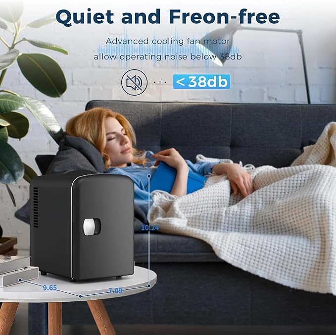 Antarctic Star Compact Refrigerator, Portable Mini Fridge, Skin Care 4L Capacity/6 Cans, For Bedroom, Car, Office & Dorm, Small Cooler For Cosmetics, Beverage And Food, Black - View 6 | Fridge.com