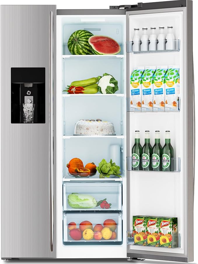 Antarctic Star 2 French Door Refrigerator Fridge, with Side Freezer &Water Dispensor,Nugget Ice Maker&Cube Ice,Adjustable Thermostat, 20 Cu Ft, Stainless Steel | Fridge.com