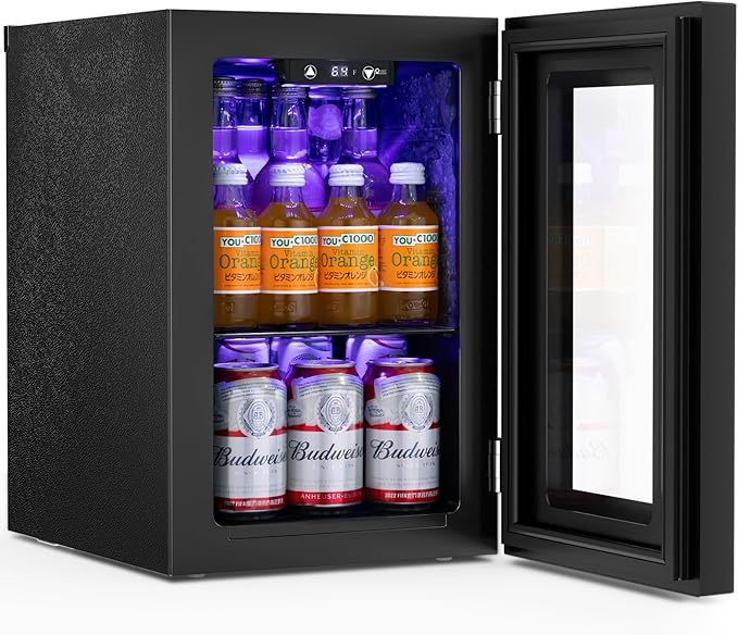 Antarctic Star 18L Beverage Refrigerator Cooler 24Can, Mini Fridge with Quiet Compressor, LED Light,Freestanding Small Fridge with Electronic Temperature Control for Home and Bar(40-61 ℉) | Fridge.com