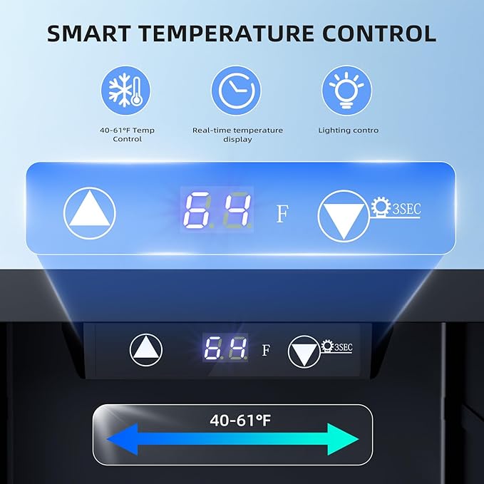 Antarctic Star 18L Beverage Refrigerator Cooler 24Can, Mini Fridge With Quiet Compressor, LED Light,Freestanding Small Fridge With Electronic Temperature Control For Home And Bar(40-61 ℉) - View 2 | Fridge.com