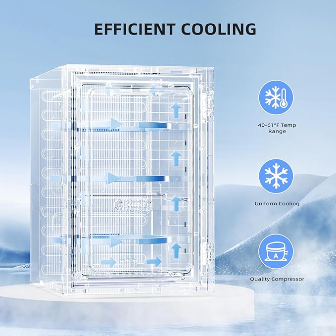 Antarctic Star 18L Beverage Refrigerator Cooler 24Can, Mini Fridge With Quiet Compressor, LED Light,Freestanding Small Fridge With Electronic Temperature Control For Home And Bar(40-61 ℉) - View 4 | Fridge.com