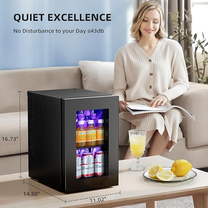 Antarctic Star 18L Beverage Refrigerator Cooler 24Can, Mini Fridge With Quiet Compressor, LED Light,Freestanding Small Fridge With Electronic Temperature Control For Home And Bar(40-61 ℉) - View 5 | Fridge.com