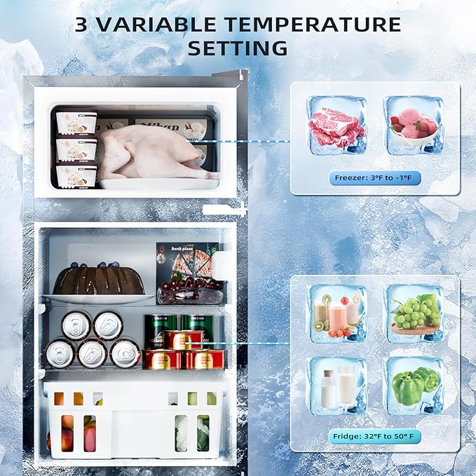 Antarctic Star 3.2 cu.ft,Mini Refrigerator With Freezer,Double Door Mini Fridge,Compact Refrigerator,Adjustable Thermostat,Mini Refrigerator For Bedroom/Office/Dorm/Kitchen(Black) - View 3 | Fridge.com