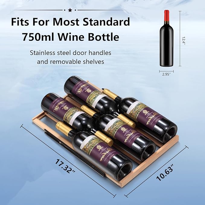 Antarctic Star Wine Fridge,15 Inch Wine Cooler Refrigerator Under Counter(41-68°F),28 Bottles Built-In Dual Zone &Freestanding Wine Refrigerator With Stainless Steel & Double-Layer Tempered Glass Door - View 5 | Fridge.com