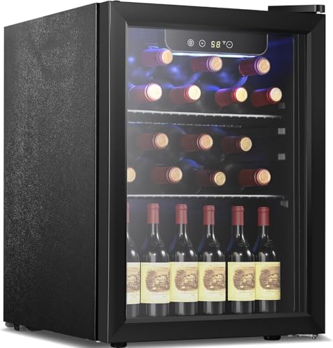 Antarctic Star Wine Cooler, Beverage Refrigerator,16 Bottle 68 Can Freestanding Wine Cellar Front Glass Door for Home and Bar, Digital Temp Control, Blue LED, 1.7 Cu.Ft. | Fridge.com