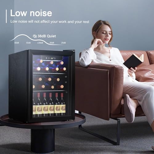 Antarctic Star Wine Cooler, Beverage Refrigerator,16 Bottle 68 Can Freestanding Wine Cellar Front Glass Door For Home And Bar, Digital Temp Control, Blue LED, 1.7 cu.ft. - View 6 | Fridge.com