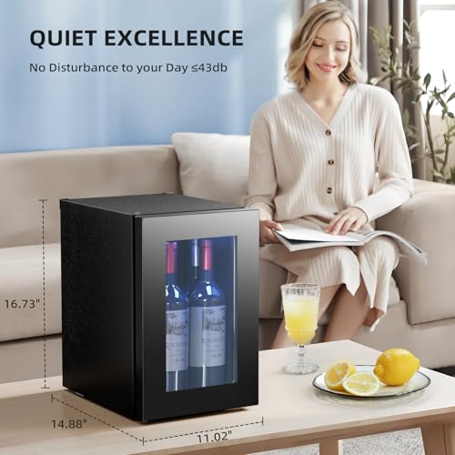 Antarctic Star 0.6Cu. Ft. Freestanding Counter-Top Wine Cellar Mini Fridge, 4-Bottle Red Wine Beverage Refrigerator, Quiet, Portable, LED Light And Display, 40-61 ℉, Black - View 3 | Fridge.com