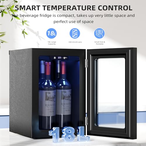 Antarctic Star 0.6Cu. Ft. Freestanding Counter-Top Wine Cellar Mini Fridge, 4-Bottle Red Wine Beverage Refrigerator, Quiet, Portable, LED Light And Display, 40-61 ℉, Black - View 4 | Fridge.com