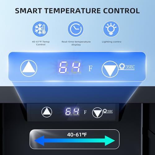 Antarctic Star 0.6Cu. Ft. Freestanding Counter-Top Wine Cellar Mini Fridge, 4-Bottle Red Wine Beverage Refrigerator, Quiet, Portable, LED Light And Display, 40-61 ℉, Black - View 5 | Fridge.com