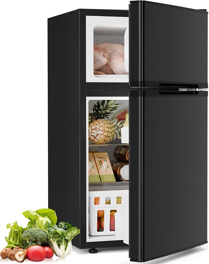 Antarctic Star Compact Refrigerator with Freezer,2 Door Mini Fridge,Adjustable Shelf,Small Fridge for Bedroom Office Dorm Kitchen,3.2 Cu.Ft.BLACK | Fridge.com