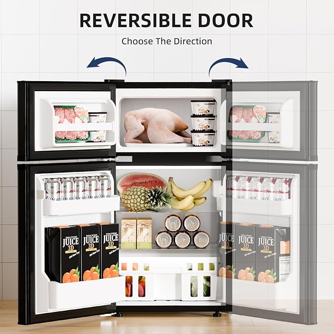 Antarctic Star Compact Refrigerator With Freezer,2 Door Mini Fridge,Adjustable Shelf,Small Fridge For Bedroom Office Dorm Kitchen,3.2 cu.ft.Black - View 4 | Fridge.com